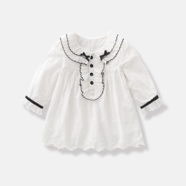 3-24M Baby Girls Ruffled Trim Eyelets Dresses Wholesale Baby Clothes Suppliers KDV387899