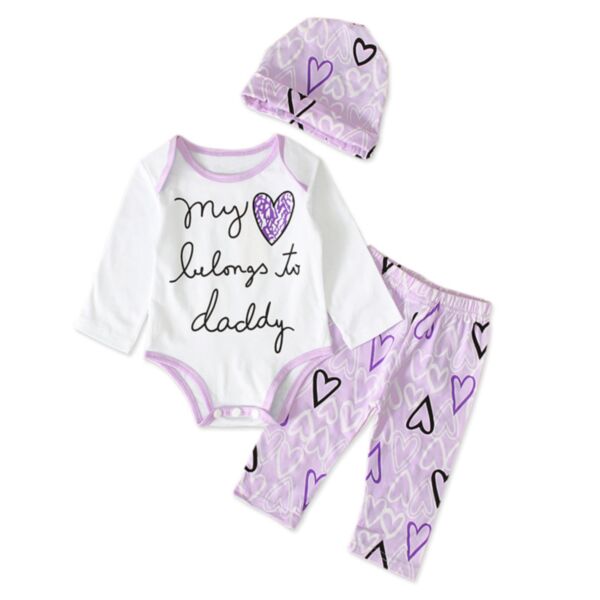 0-18M Baby Girls Sets Letter Bodysuit & Love Heart Pants & Hats Wholesale Baby Clothes In Bulk KSV387878