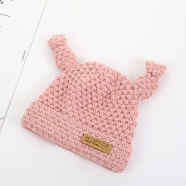 Knitwear Solid Color Texture Woolen Hat With Ear Kid Wholesale Accessories KHV491834