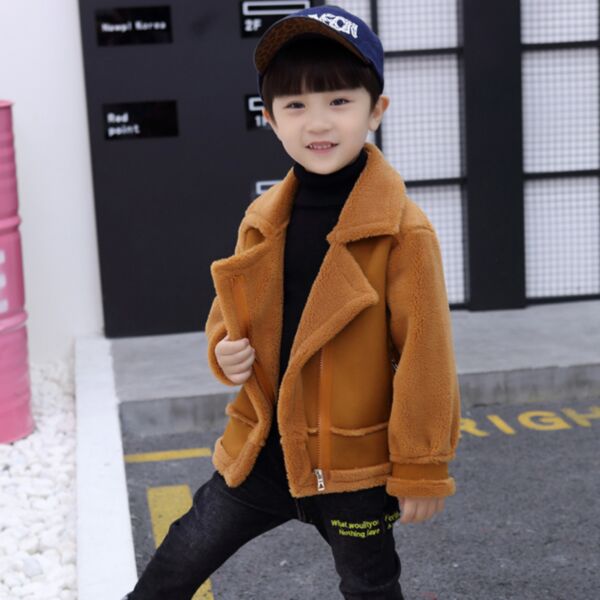 18M-7Y Solid Color Plush Fleece Thicken Button Jacket Coat Wholesale Kids Boutique Clothing KKHQV492446