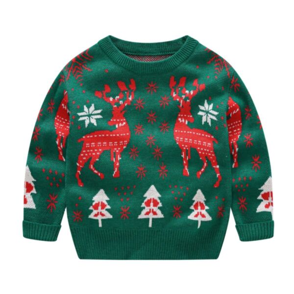 2-7Y Toddler Girl & Boy Christmas Cartoon Moose Snowflake Print Long-Sleeved Tops Wholesale Toddler Clothing KTV591469