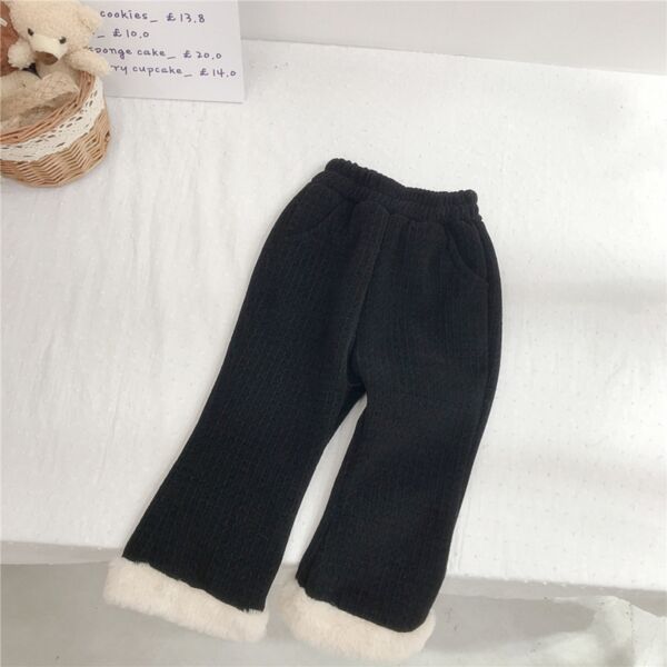 18M-6Y Solid Color Fleece Thicken Trousers Pants Wholesale Kids Boutique Clothing KKHQV492481