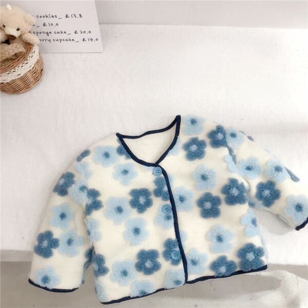 9M-6Y Lamb Fleece Flower Thicken Coat Button Jacket Pullover Pants Wholesale Kids Boutique Clothing KKHQV492478