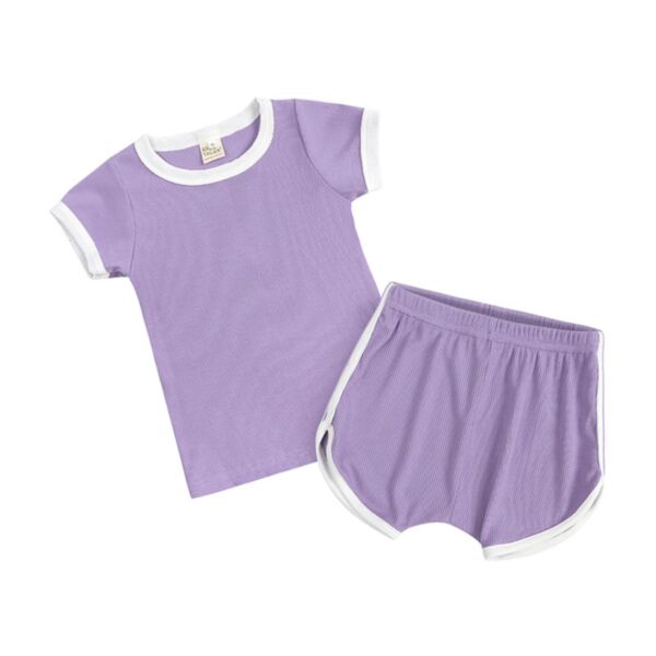 6M-3Y Baby Solid Color Loungewear T-Shirts & Shorts Set Wholesale Baby Clothes Suppliers KSHV387913