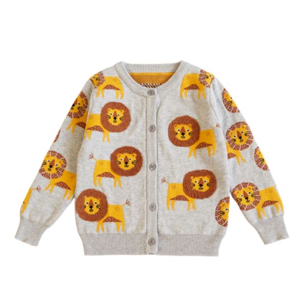 2-6Y Toddler Boys Embroidered Lion Sweater Knit Cardigan Wholesale Boys Clothing KCV387927