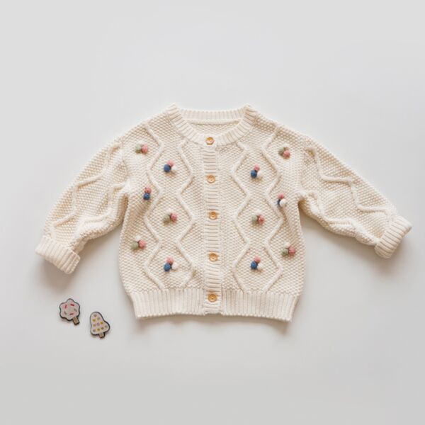 9M-6Y Toddler Girls Hand Crocheted Peas Knit Cardigan Sweater Wholesale Girls Clothing KCV387925