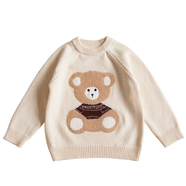 18M-6Y Toddler Girls Cartoon Baby Bear Knitted Pullover Sweater Wholesale Girls Fashion Clothes KCV387919