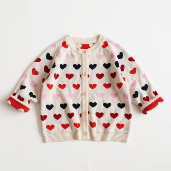 18M-6Y Toddler Girls Love Heart Sweater Knit Cardigan Wholesale Girls Clothes KCV387917