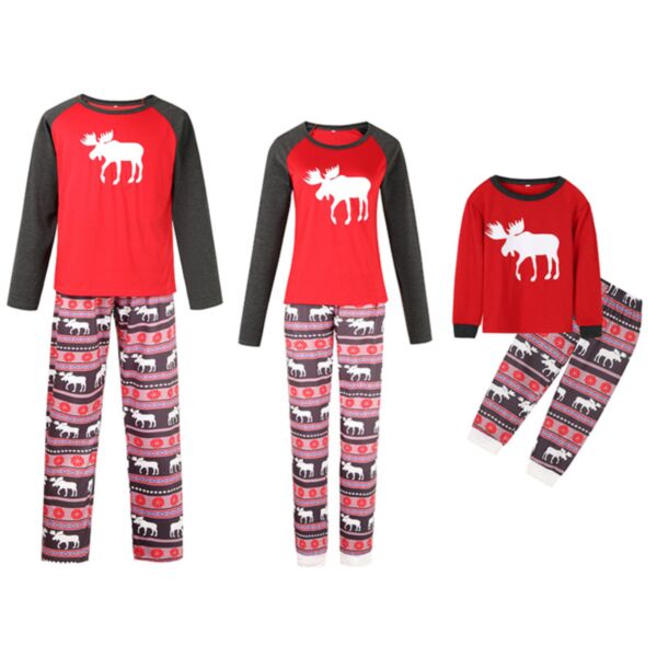 Family Matching Outfits Wholesale Christmas Elk Print Pajamas Sets Tops & Pants KSV387135