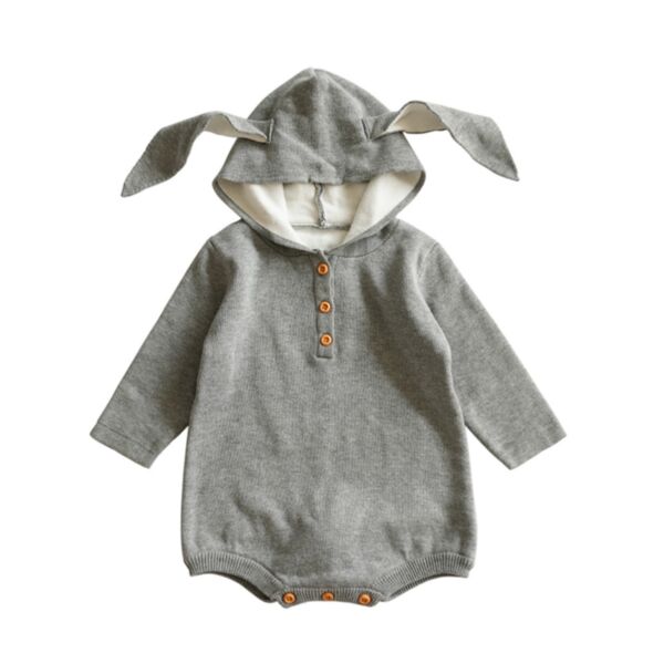 0-18M Baby Solid Color Knitted Hooded Bodysuit Wholesale Baby Boutique Clothing KJV387926