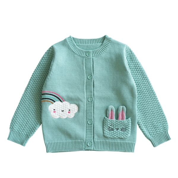 18M-6Y Toddler Girls Rainbow Cartoon Animal Knitted Sweater Cardigan Wholesale Girls Clothes KCV387922