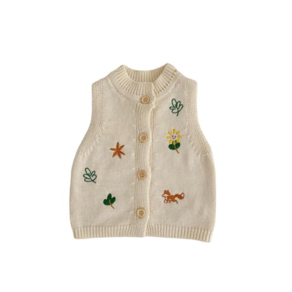 3-24M Baby Ardigan Knit Sweater Embroidered Round Neck Vest Wholesale Baby Clothing KCV387950