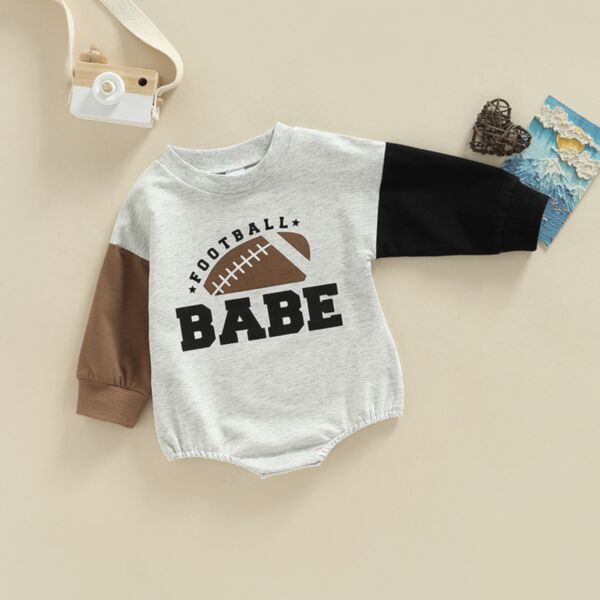 0-18M Colorblock Rugby Babe Print Long Sleeve Romper Baby Wholesale Clothing KJV492474