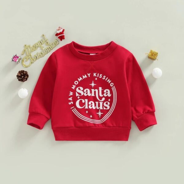 3-24M Christmas Print Santa Claus Long Sleeve Pullover Baby Wholesale Clothing KTV492460