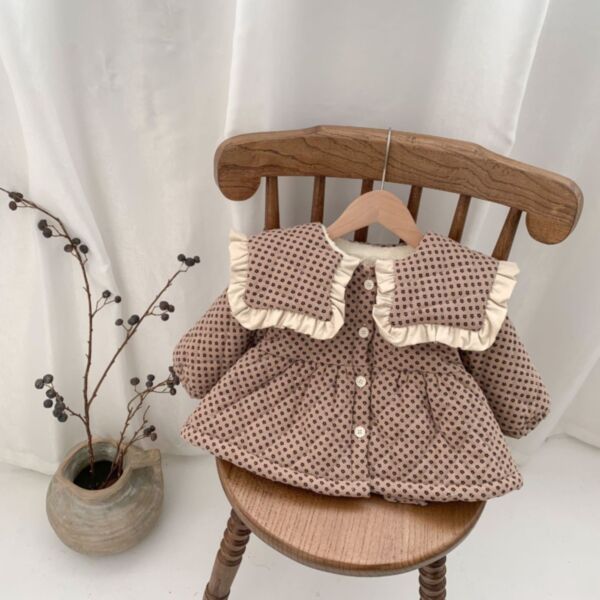 6M-3Y Baby Girl Long Sleeve Floral Print Ruffle Lapel Single-Breasted Jacket Wholesale Baby Clothing KCV591436