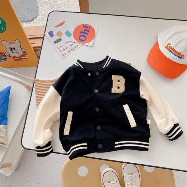 18M-7Y Colorblock Baseball Style Coat Jacket Wholesale Kids Boutique Clothing KKHQV492493