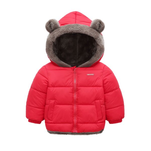 18M-6Y Solid Color Fleece Ear Hat Cotton Padded Coat Jacket Wholesale Kids Boutique Clothing KKHQV492513