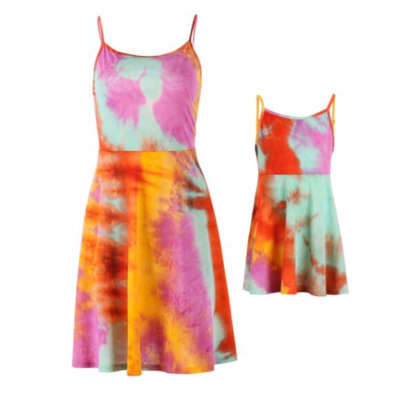 Parent-Child Wear Tie-Dye Camisole Dress Wholesale Mommy And Me Clothing KDV591443