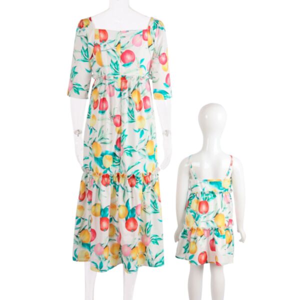 Parent-Child Clothing Floral Print Square Neck Dress Mommy And Me Boutique Wholesale KDV591445