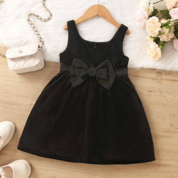 18M-6Y Solid Color Bowknot Sleeveless Dress Wholesale Kids Boutique Clothing KKHQV492498