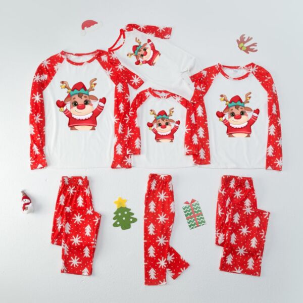 Christmas Family Matching Outfits Wholesale Cartoon Elk Snowflake Printed Pajamas Sets KSV387032