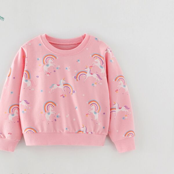 18M-7Y Toddler Girls Cartoon Rainbow Print Crew Neck Sweatshirts Wholesale Girls Clothes KTV387944