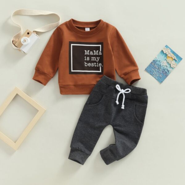 0-18M Baby Boy Sets Long Sleeve Letter Print Crew Neck Top And Pants Wholesale Baby Clothes Suppliers KSV591375