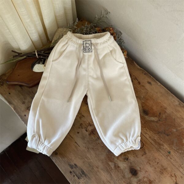 18M-6Y Corduroy Fleece Solod Color String Pants Wholesale Kids Boutique Clothing KKHQV492551