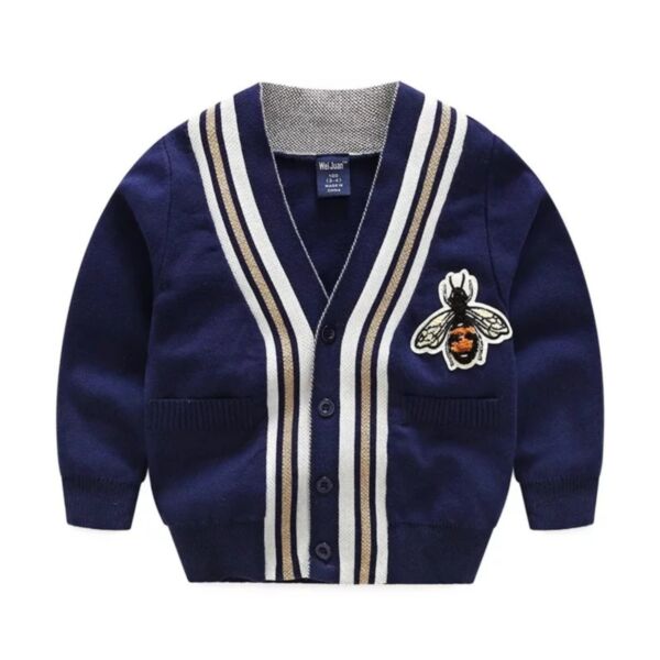 2-7Y Cartoon Print Striped Knitwear Sweater Cardigan Wholesale Kids Boutique Clothing KTV492565