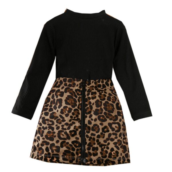 18M-6Y Toddler Girl Sets Long Sleeve Solid Color Round Neck Top And Leopard Print Skirt Fashion Girl Wholesale KSV591439