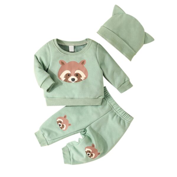 3M-3Y Baby Boy Sets Long-Sleeved Cartoon Bear Print Top And Pants And Hat Wholesale Baby Clothes KSV591411