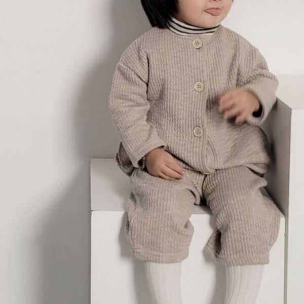 0-18M Baby Onesies Long-Sleeved Solid Color Half-Button Jumpsuit Wholesale Baby Clothes Suppliers KJV591531