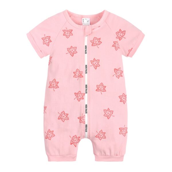 0-18M Baby Onesies Short-Sleeved Cartoon Full Print Zipper Jumpsuit Wholesale Baby Clothing KJV591488