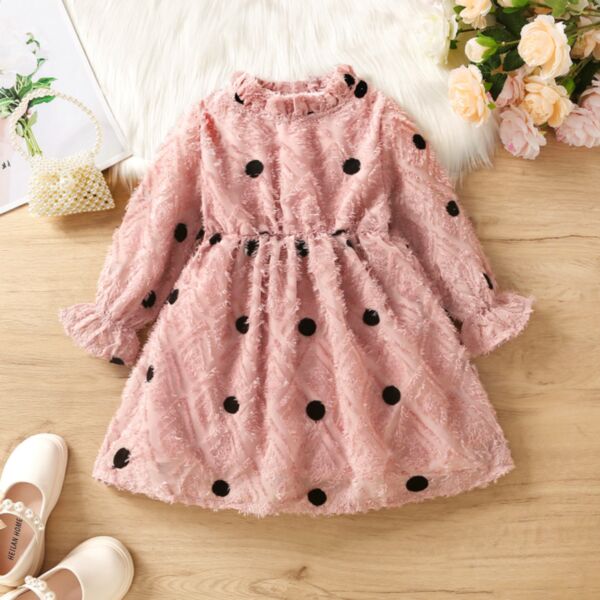 2-5Y Doc Print Sweat Long Sleeve Pink Dress Wholesale Kids Boutique Clothing KDV492581