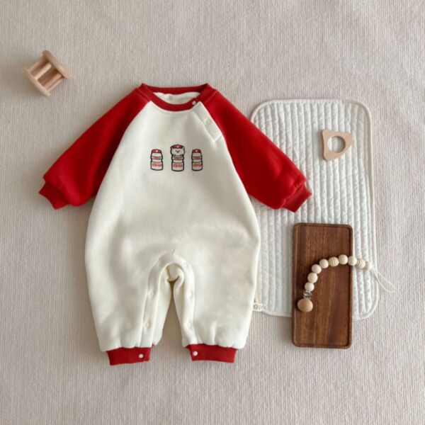 0-18M Colorblock Cartoon Print Jumpsuit Baby Wholesale Clothing