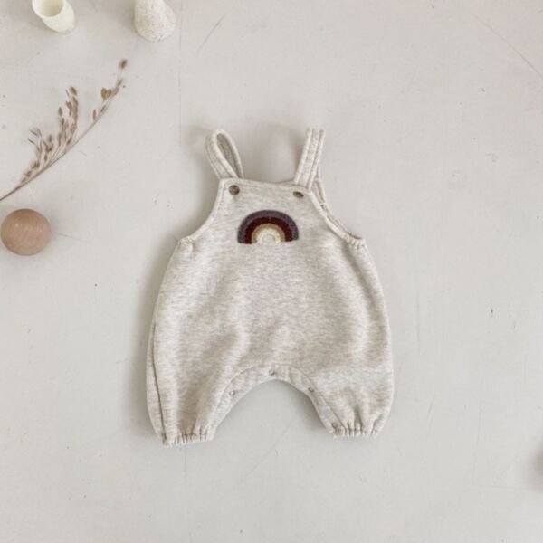 0-18M Rainbow Print Fleece Suspender Romper Baby Wholesale Clothing KKHQV492609