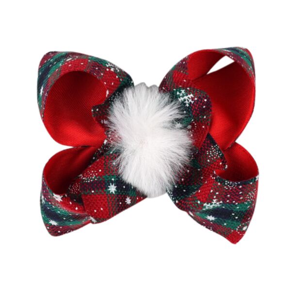 MOQ 2PCS Toddler Girls Christmas Bow Hair Ball Hair Clip Wholesale Accessories Vendors KHBV387800