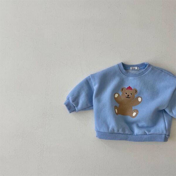 6-24M Baby Autumn And Winter Cartoon Long-Sleeved Cute Bear Fleece Pullover Wholesale Baby Clothes KTV388043
