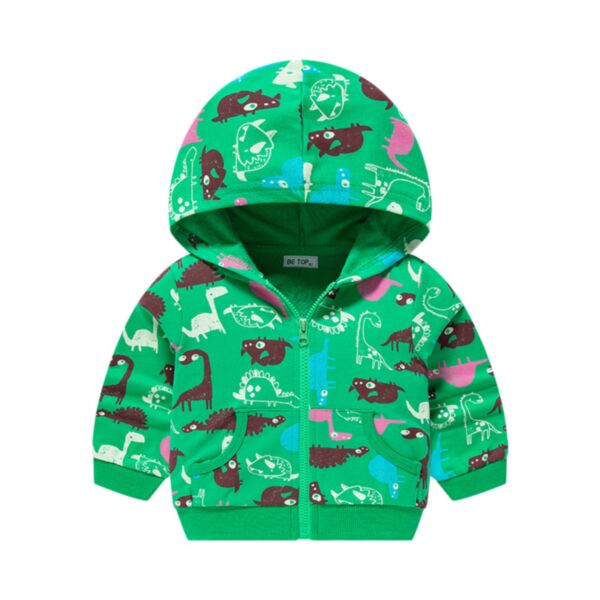 18M-7Y Toddler Boys Full Print Dinosaur Cartoon Zipper Jackets Wholesale Boys Boutique Clothing KCV387975