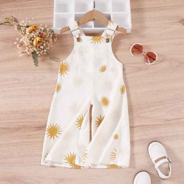 9M-4Y Toddler Girls Sun Flower Print Wide Leg Jumpsuit Wholesale Girls Fashion Clothes KJV388084