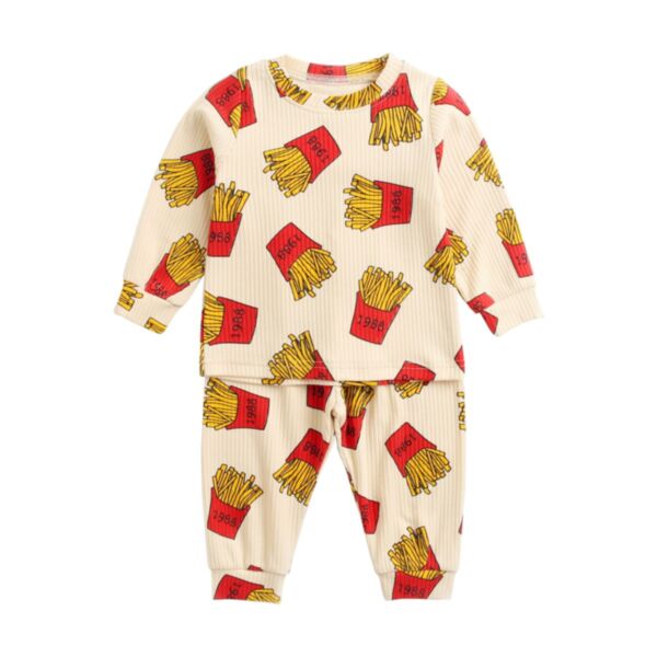 3M-4Y Toddler Pajamas Sets Fries Print Pullover And Pants Wholesale Toddler Boutique Clothing KSV387980