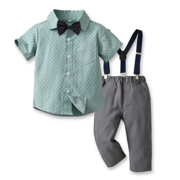 6M-7Y Toddler Boys Suit Sets Palid Striped Shirts & Suspender Pants Wholesale Boys Clothing KSV388070