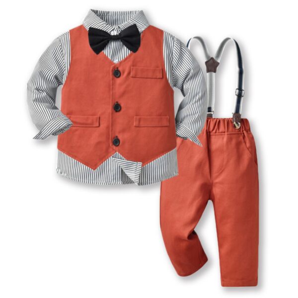 9M-6Y Toddler Boys 3-Piece Sets Striped Shirts & Vest & Suspender Pants Fashionable Boys Clothes KSV388073