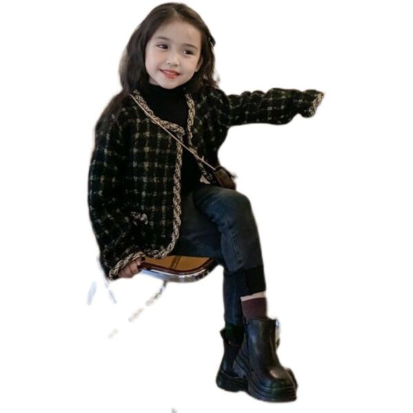 2-6Y Toddler Girl Long Sleeve Color Blocking Plaid Single-Breasted Jacket Fashion Girl Wholesale KCV591505