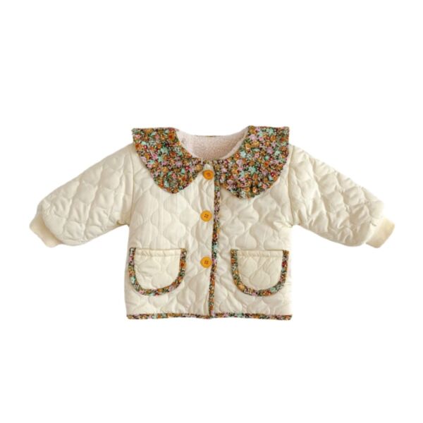3-24M Baby Girl Long-Sleeved Floral Print Doll Collar Single-Breasted Jacket Wholesale Baby Clothes Suppliers KCV591429