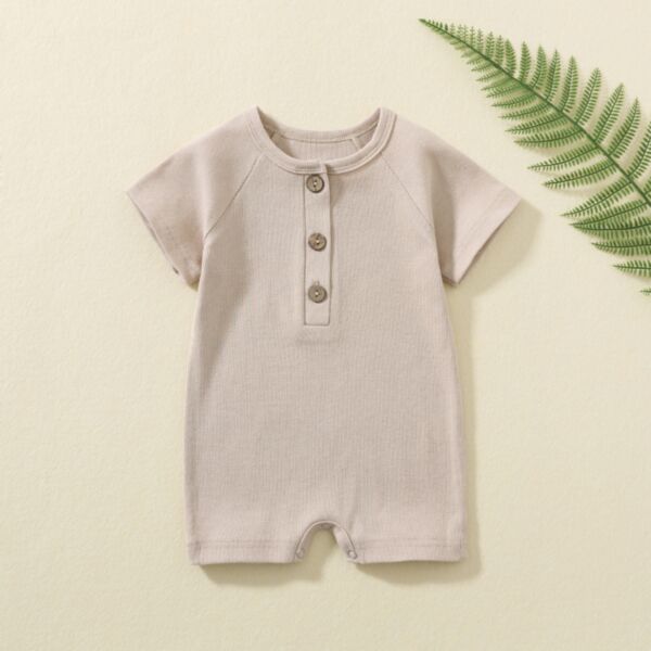 0-24M Knitwear Button Solid Color Short Sleeve Romper Baby Wholesale Clothing KJV492617