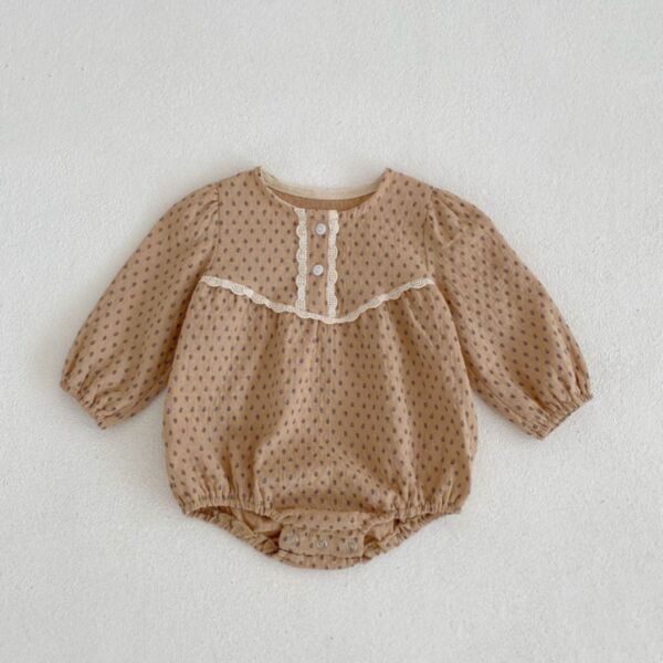 0-18M Baby Girl Onesies Long Sleeve Floral Print Ruffle Round Neck Bodysuit Bulk Baby Clothes Wholesale KJV591501