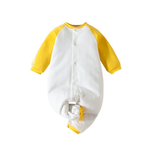 3-18M Baby Onesies Cute Letter Print Single-Breasted Color Blocking Long-Sleeved Jumpsuit Wholesale Baby Clothing KJV591494