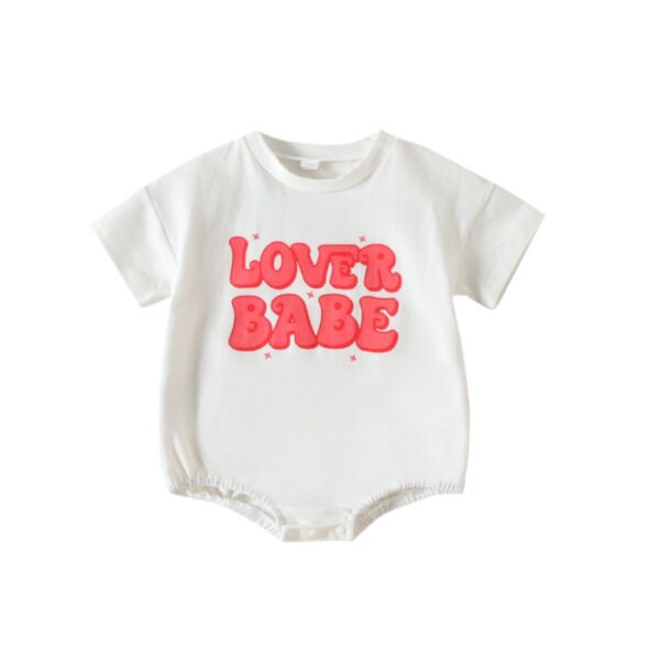 0-18M Baby Girl Onesies Valentine'S Day Letter Print Short-Sleeved Bodysuit Wholesale Baby Clothes Suppliers KJV591502