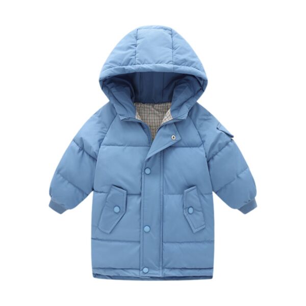 2-9Y Kids Boys Thick Cotton Girls Solid Color Hooded Down Jacket Kids Wholesale Clothing KCV387973
